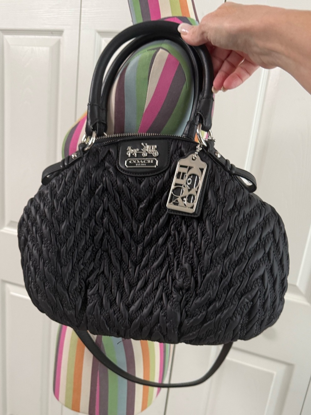 Coach Madison Chevron nylon handbag from the 70th Anniversary Collection